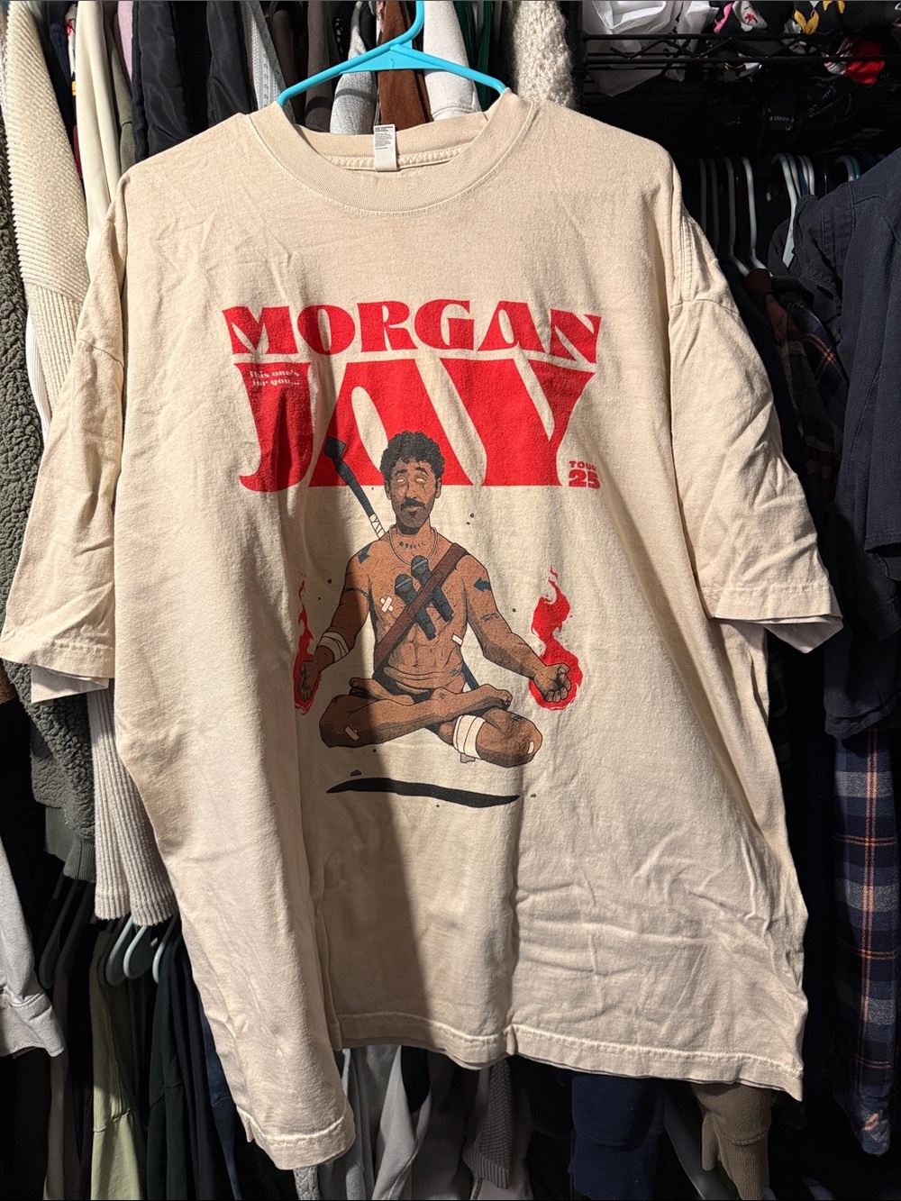 Morgan Jay 2025 tour shirt Graphic Tee - Beige with Red Print